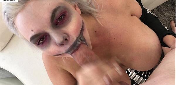  Big Breasted Alice Frost Halloween Skeleton Blowjob & Titty Fucking